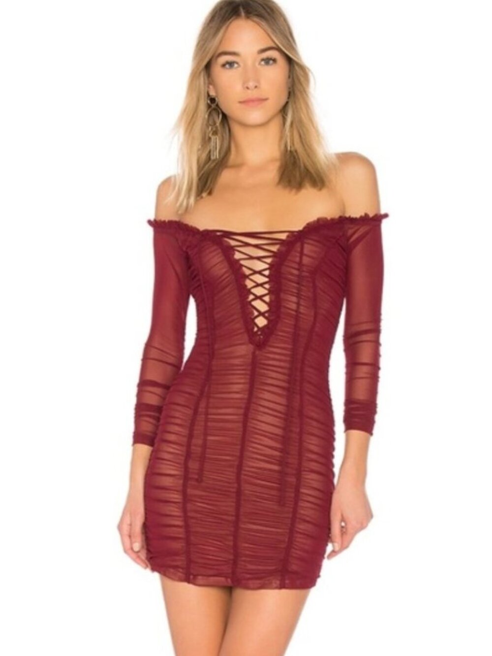 Revolve Majorelle Darling Ruched Mini Dress Merlot Size Small Bodycon Whimsigoth